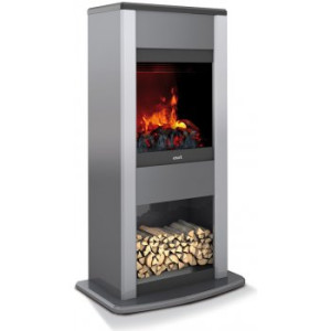 Dimplex Cubic, metalické sivé elektrické kachle / voľné stojace s 3D efektom 